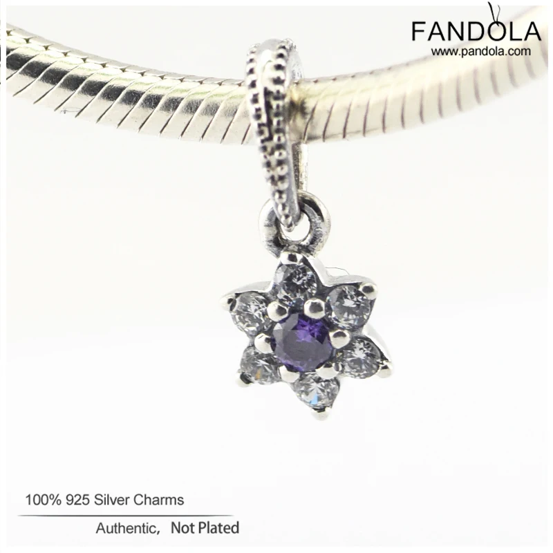 

Forget Me Not Bead Sterling Silver 925 Purple & Clear CZ Charm Beads for Jewelry Making Fits DIY Bracelet Making Accessories