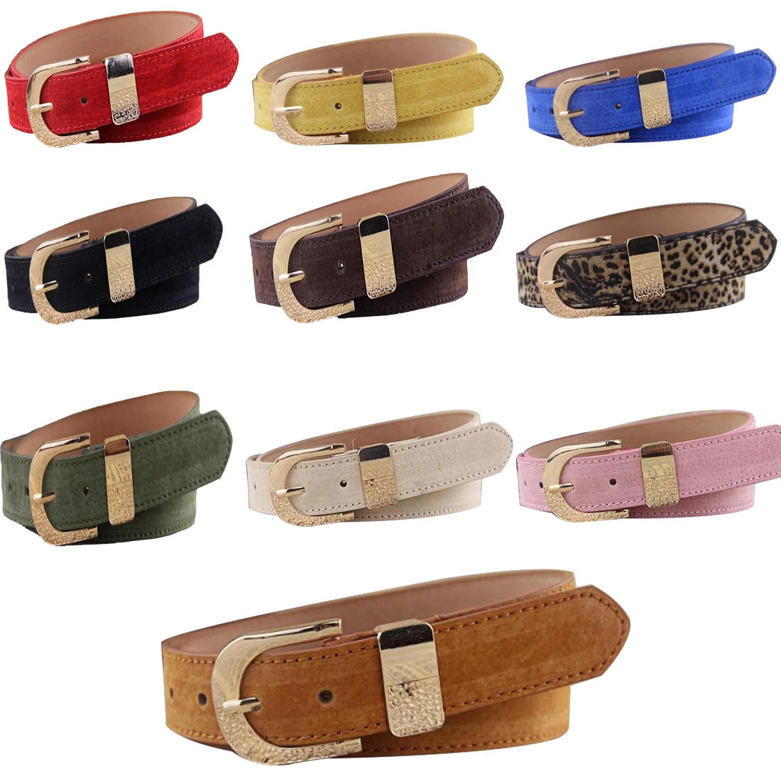 

Comfortable Design Pigskin Belts Brief Belts Adjustable Frosted Solid Women Waist Belts