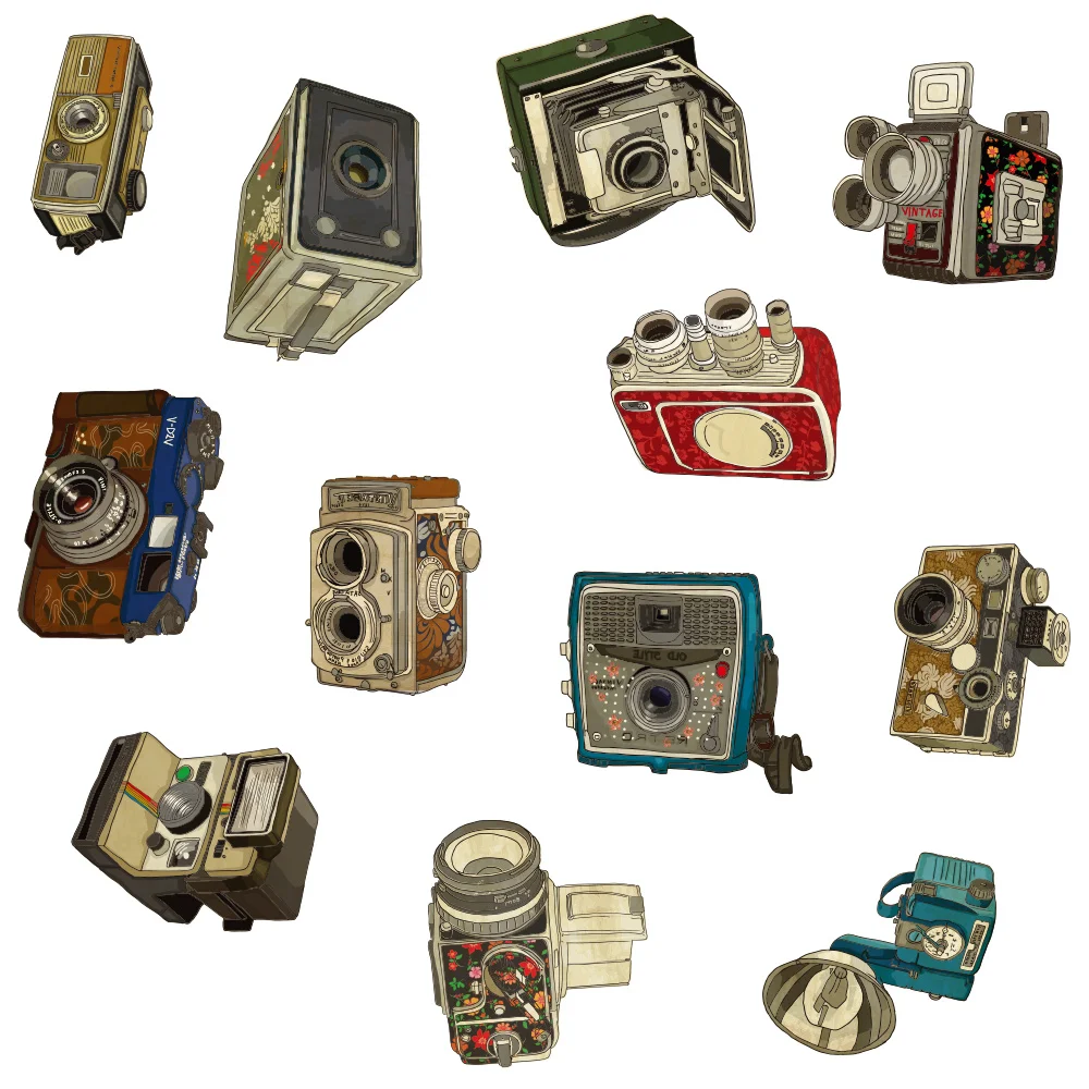 

Dicor Newest Creative DIY Mini Sticker Retro Camera Pattern Limited Edition Collection Album Diary Scrapbooking Label Sticker