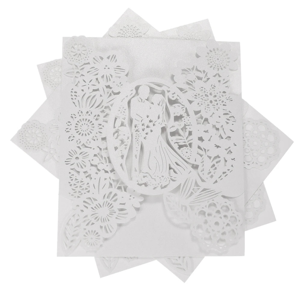 

10pcs/pack White Laser Cut Wedding Invitation Card Groom Bride Carved Pattern Invitation Hollow Out Wedding Banquet Party Supply