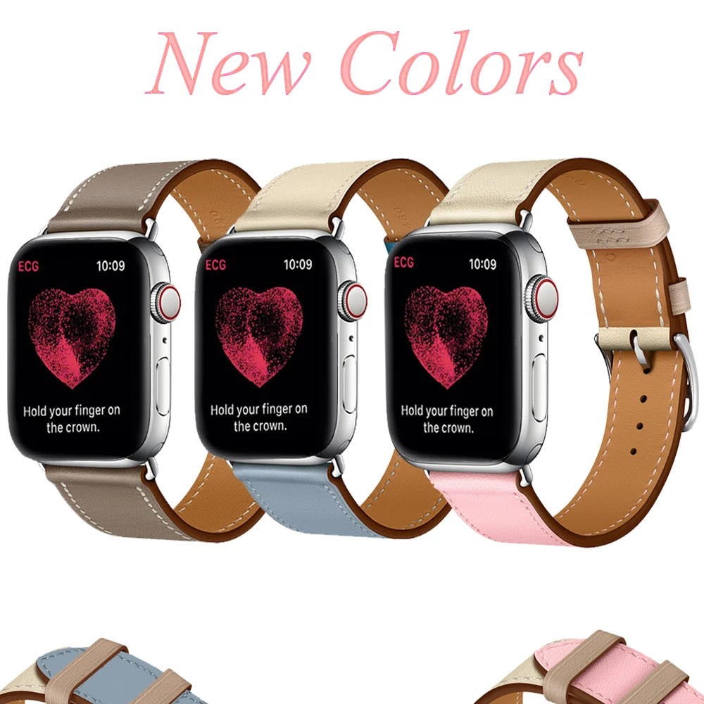 

Leather strap for Apple watch 4 44mm 40mm band Iwatch 3/2/1 correa aplle watch 42mm 38mm bracelet belt NEW Single tour wristband
