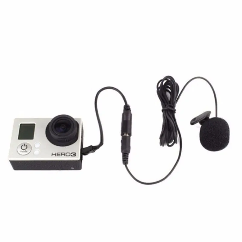 

3.5mm Active Clip Microphone with Mini USB Audio Adapter Mic Cable For Gopro hero 3 3+ 4 Action Camera iPhone 5s Accessories kit