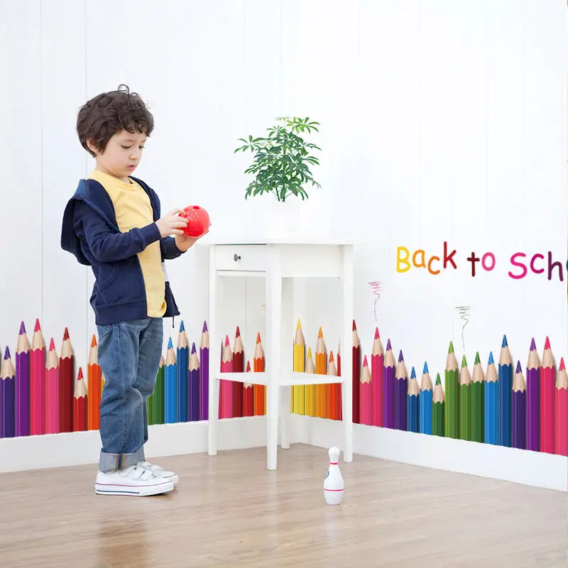 2018 новейший популярный Съемный цветной карандаш стены Стикеры Back To School слова