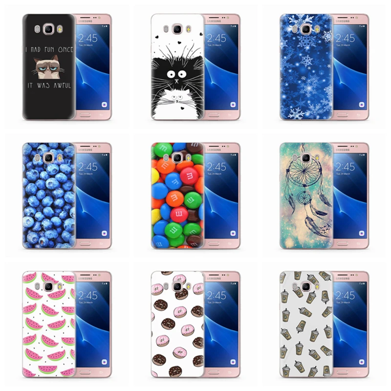 Soft Case For Funda Samsung Galaxy J7 2016 J710 J710F Phone Cases Pattern TPU Flower Flora Cover W002 |