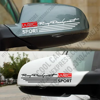 

1 Pair WRC Racing development Rearview Mirror Car Sticker Decal For Ford VW Citroen PEUGEOT MITSUBISHI TOYOTA Car styling