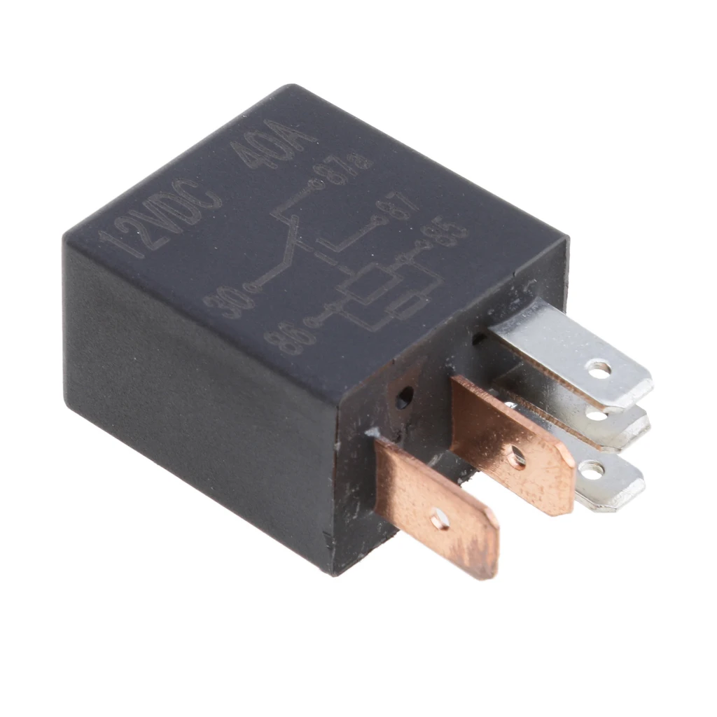 5pcs 30A Automotive Car Electronic Alarm Light Air Horn Fan Micro Relay Switch 12V 5-Pin Relay Terminal Connector Black 