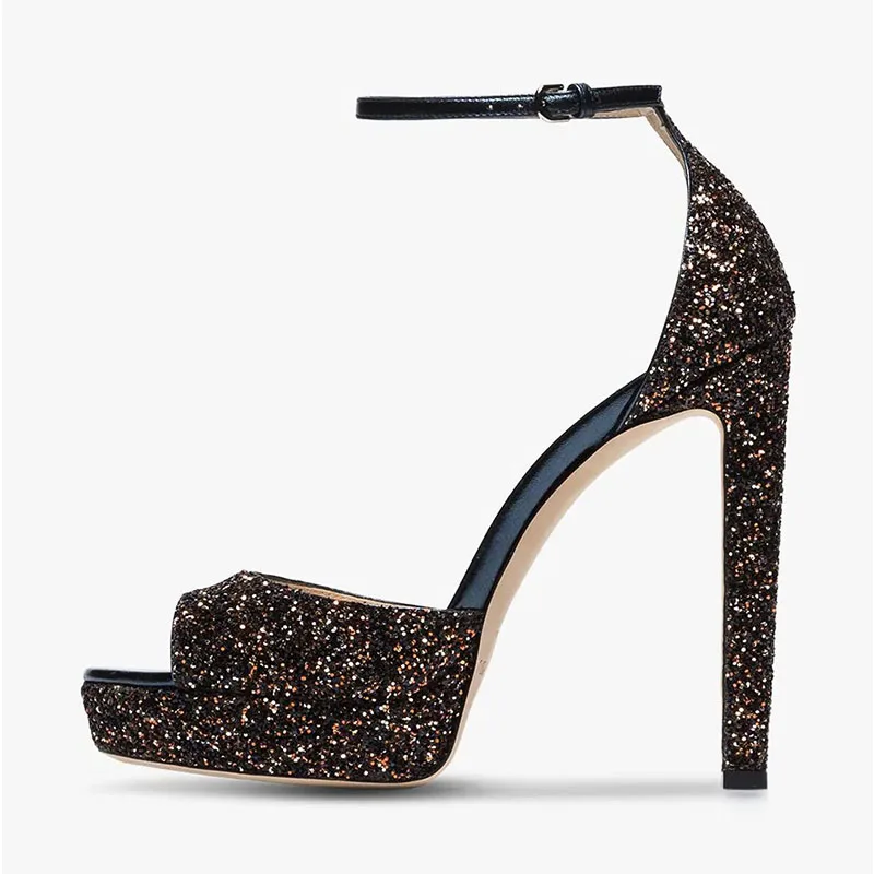Ty01 Sangle Tissu À Haute Couverture Solide Mariage Mode Femmes Sandales Élégante partie Talons 2019 Super Paillettes Chaussures Cheville De Dames Mince Base 8Xxqww1p