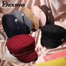 Military-Hat Captain Skipper Women Newsboy-Caps Spring Fashion Tweed Autumn for Yacht