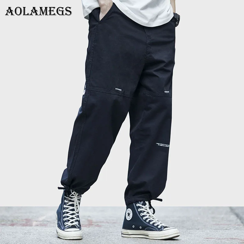 

Aolamegs Pants Men Casual Solid Track Pants Male Fashion Trousers Drwawstring Loose Hip Hop Joggers Sweatpants Streetwear