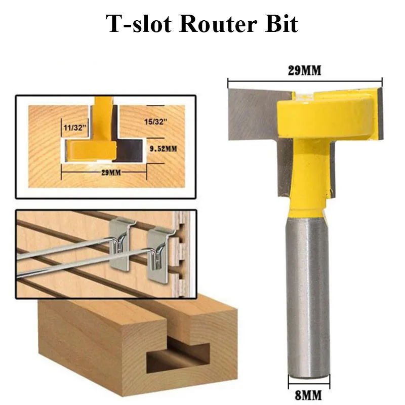 1 шт. T-slot фреза деревообрабатывающий инструмент 8 мм хвостовик Т-образная долото для дерева фреза фрезерный инструмент деревообрабатывающие фрезы