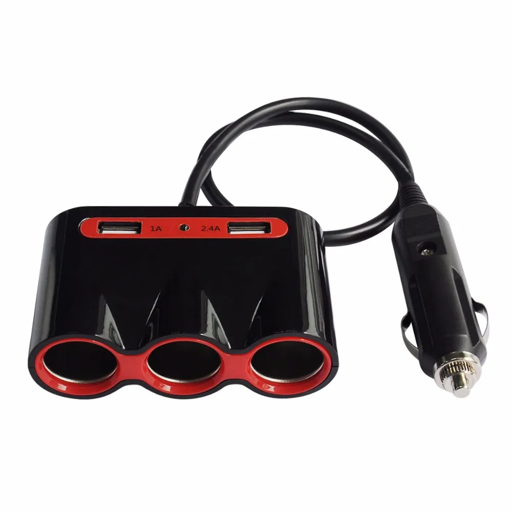 

Yantu 12V-24V Universal Car 3 Sockets Splitter Cigarette Lighter Socket 2Ports USB Charger Power Adapter for iPhone iPad DVR