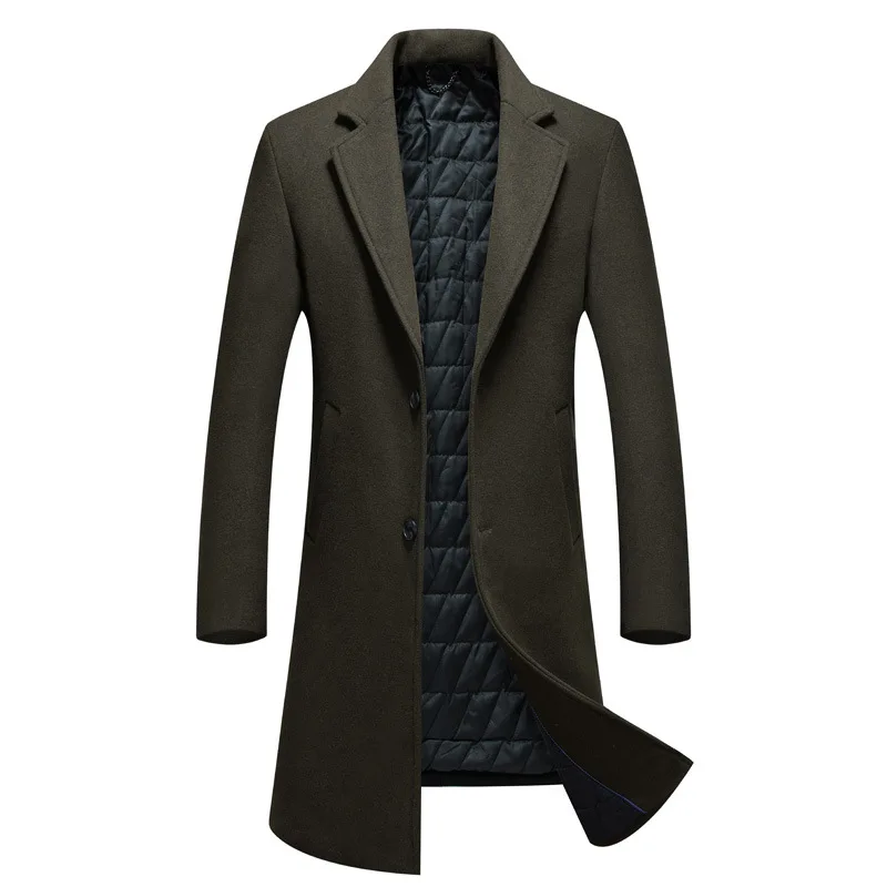 BOLUBAO мужское зимнее шерстяное пальто, мужское длинное пальто выше колена, повседневное толстое шерстяное пальто, шерстяное бушлат, мужской Тренч, пальто - Цвет: Army Green