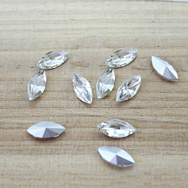 

Clear Crystal Rhinestone Strass Non Hotfix Rhinestones 4x8mm 10pcs Horse eye Crystals DIY 3D Nail Art Gems decoration