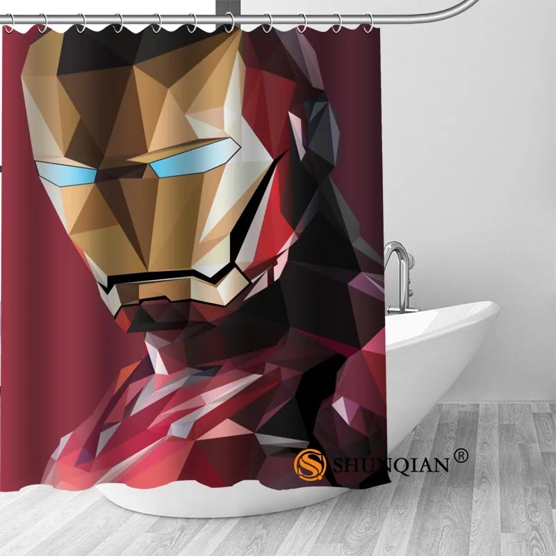 us $16.49 50% off|high quality custom iron man shower curtains polyester  bathroom curtains with hook bath curtain bathroom decor-in shower curtains