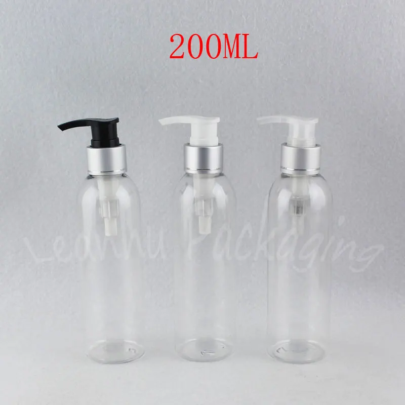 200 мл прозрачный круглый плечо Пластик бутылки, 200cc гель для душа/тонер sub-розлив, пустые Косметические контейнер (30 шт./лот)