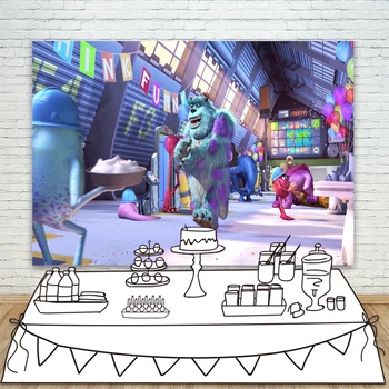 

Monsters University Photo Background Solid Modern Workshop Photography Backdrop Kids Happy Birthday Party Decoration Photocall