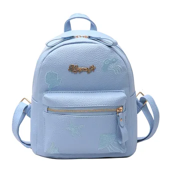 

Women Backpack Small Embroidery Letter PU Leather Backpacks For Teenager Girls Women's Travel Bag Mochila Escolar School Bags