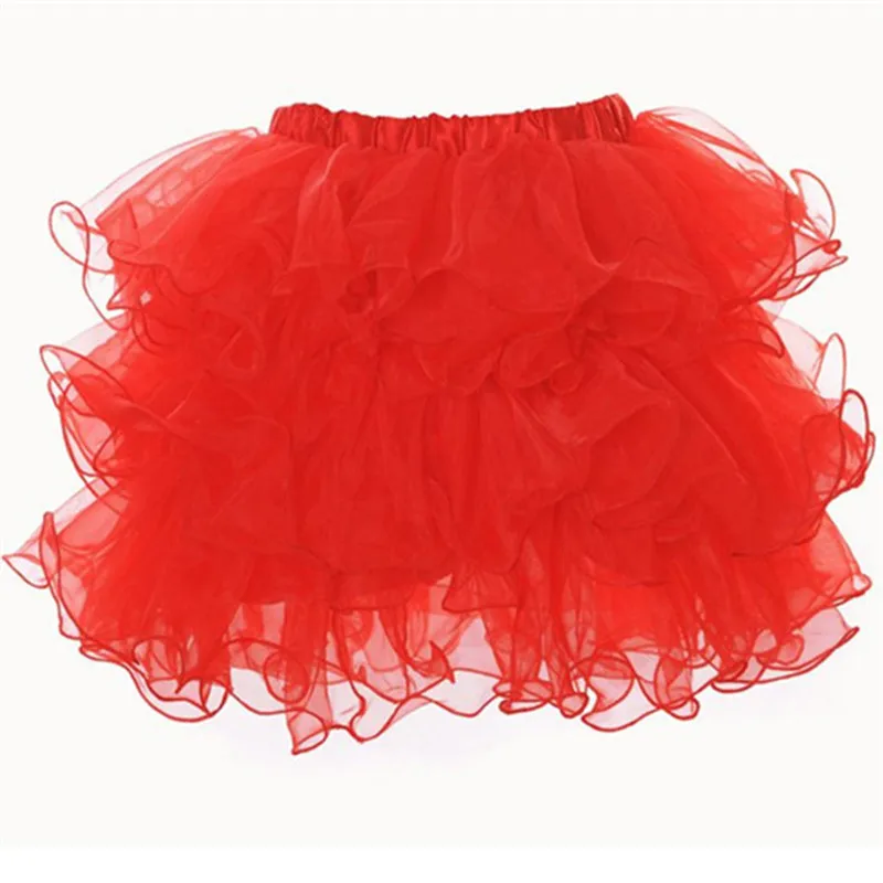 Атлас Тюль органза Многоуровневая рюшами юбка-пачка Для женщин для девочек нарядное бальное платье юбка - Цвет: Красный