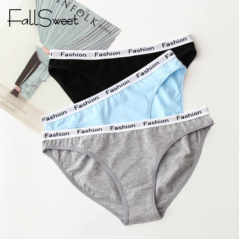 

FallSweet 3 pcs/ Pack ! Cotton Panties for Women Briefs Comfort Underwear Plus Size M L XL XXL