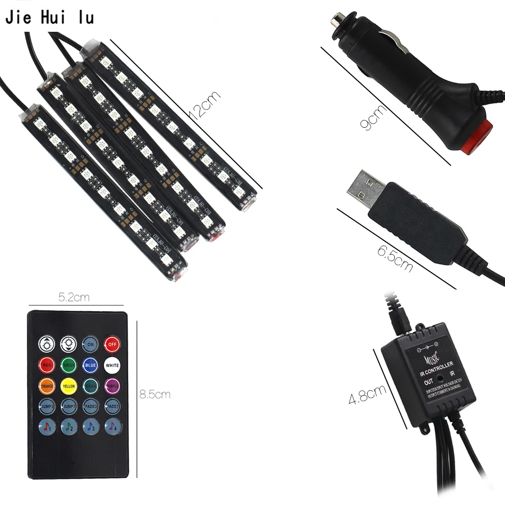 Автомобильная RGB Светодиодная лента 5050 SMD неоновая полоса для интерьера