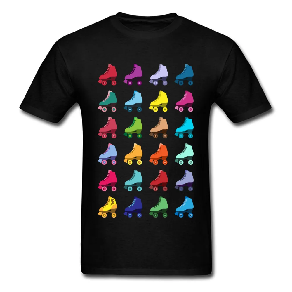 

Rainbow Roller Skatin T-shirt Men Funky T Shirt Tops Cartoon Skaters Tshirt Custom Unique Street Clothes Cotton Tees Black