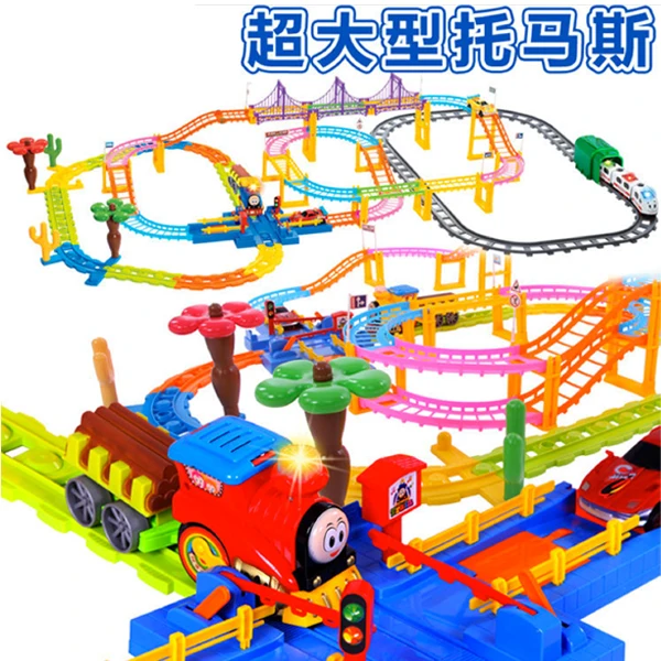 

D1021 Free shipping Thomas train track electric music suits the large multi-level children's toys for holiday gifts