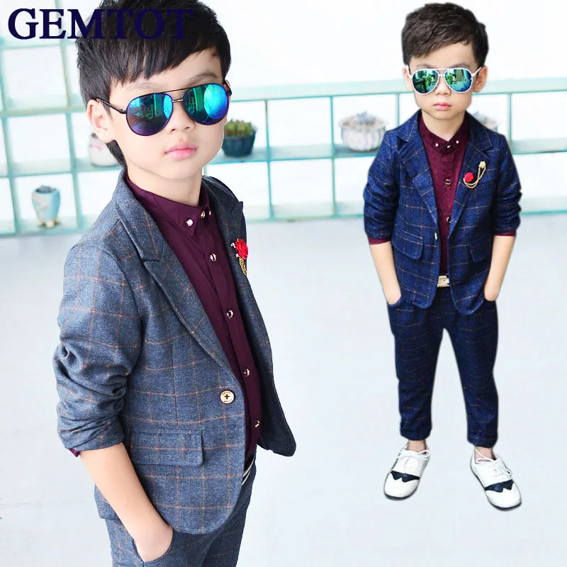 

GEMTOT Gentleman Boys Set 2017 Children 's Suits In The Big Children' S Suit Autumn New Children 's British Style Suit Two - Pie