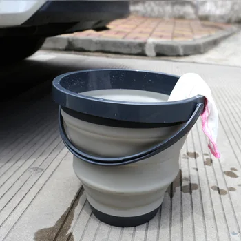 

4L/8L Portable Silicone Bucket Fishing Folding Bucket Car Wash Outdoor Fishing Supplies Round Home Bathroom Kitchen Camp Bucket