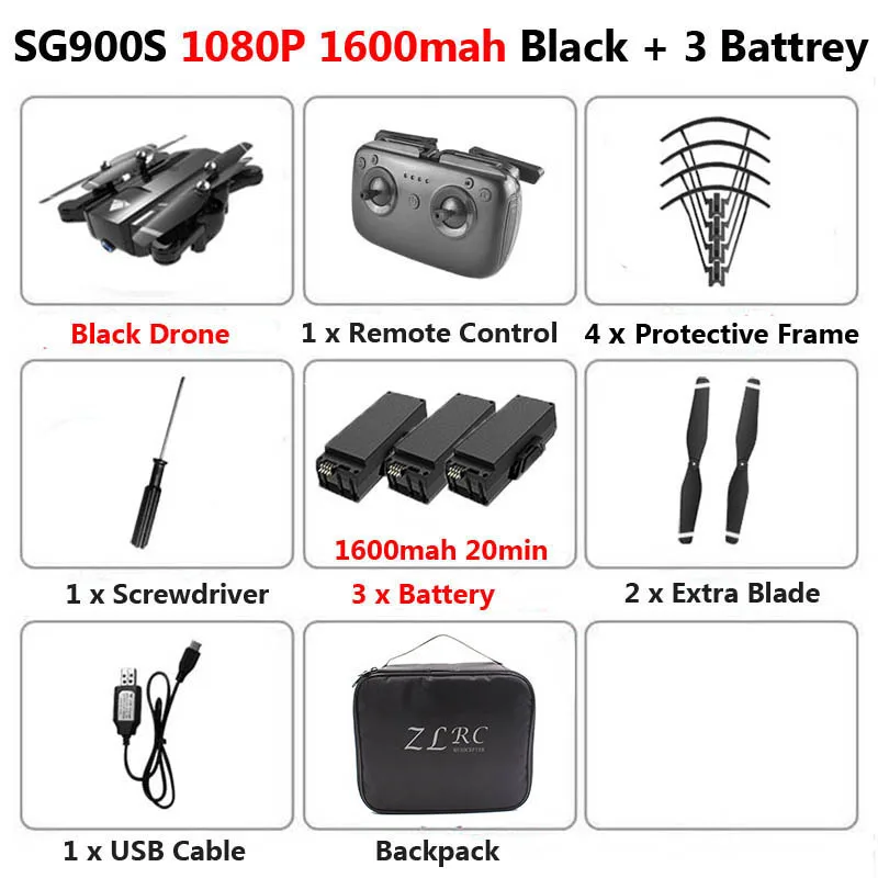 SG900-S SG900S GPS складной Профессиональный Дрон с камерой 1080P HD селфи WiFi FPV широкоугольный Радиоуправляемый квадрокоптер Вертолет игрушки F11 - Цвет: B 1600mah 1080P 3B B