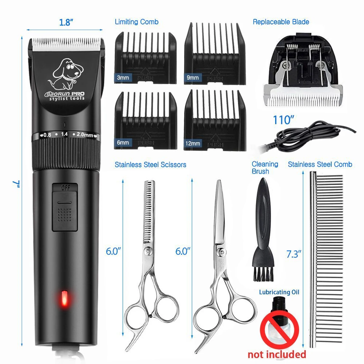 

Professional Rechargeable Pet Cat Dog Hair Trimmer Electrical Dog Hair Clipper Grooming Shaver Set Pets Haircut Machine
