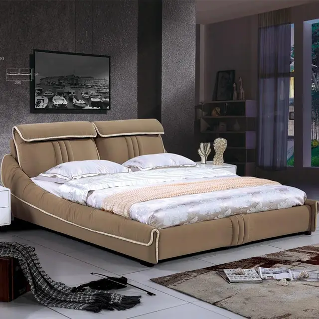 italian simple fabric bed mattress royal luxury bedroom furniture-in