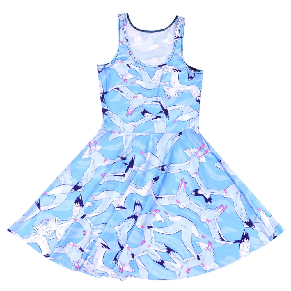 Новое Лето Горячих Женщин Sexy Skater Dress Чайки 3D Печать Цифровая Vestidos Femininos Клуб