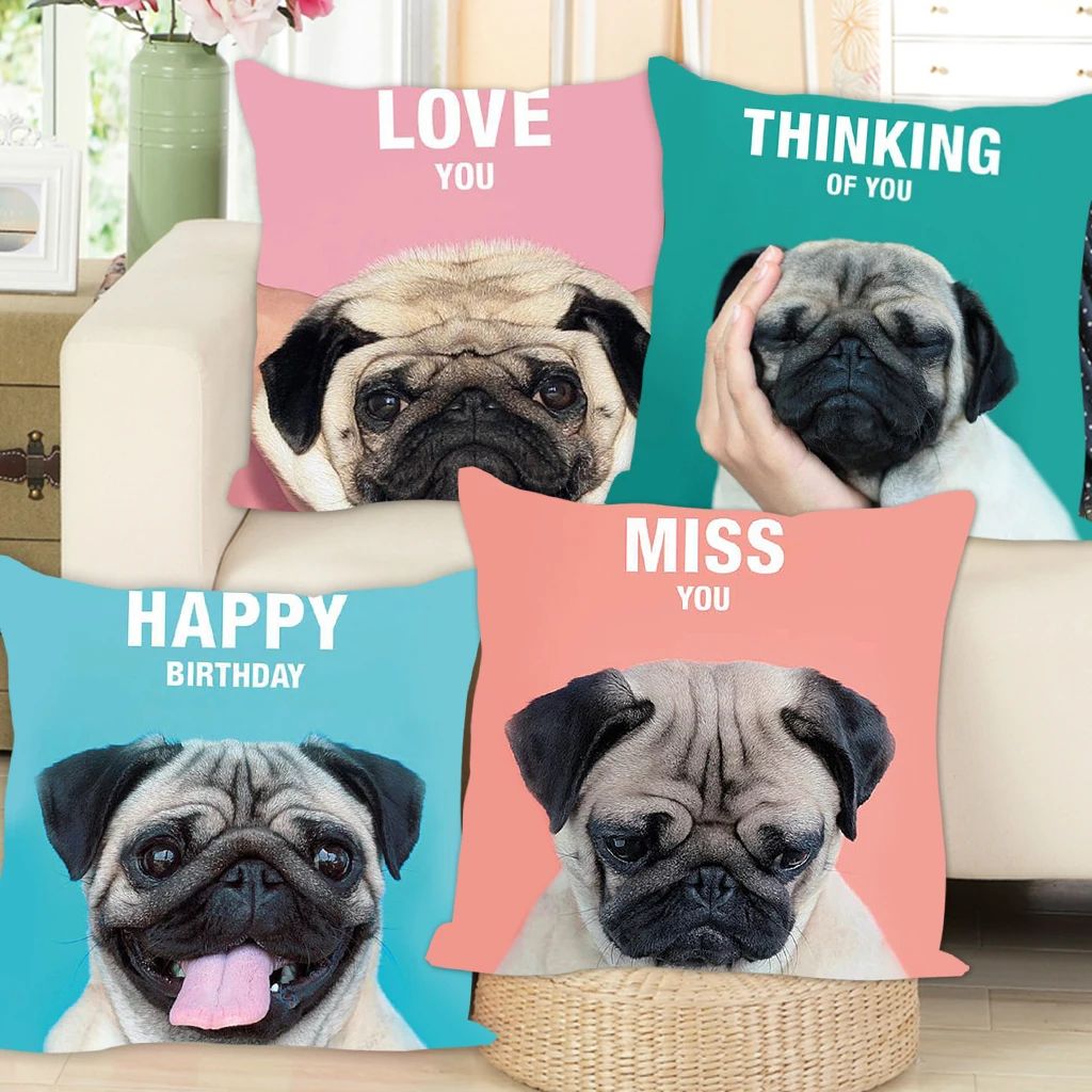 43x43cm Lovely Animals Cushion Covers for Sofa Comfortable Dog Printed