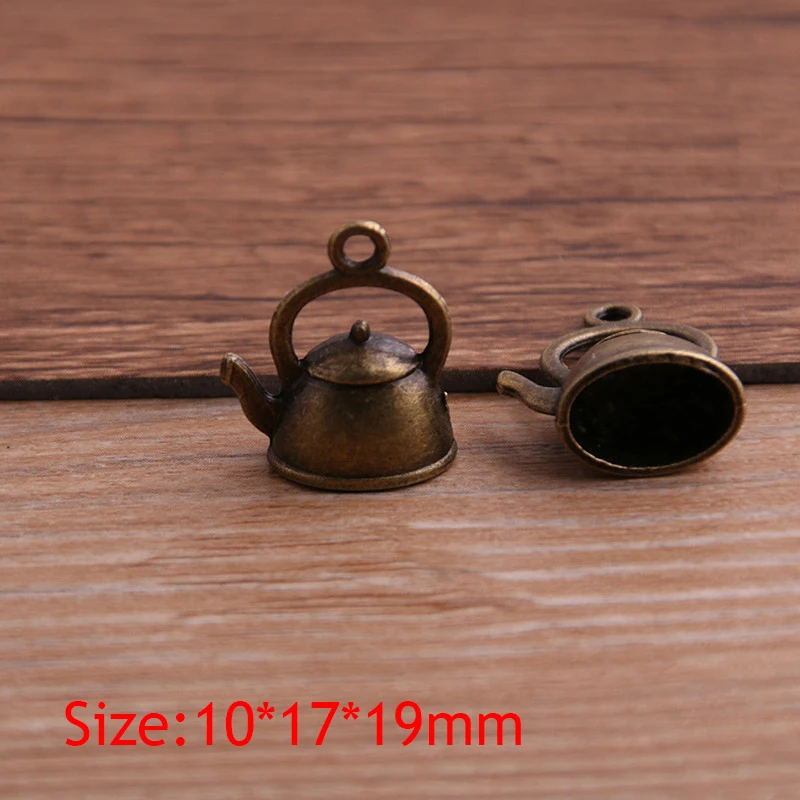 Pulchrode 10 шт. 10*17*19 мм 3D чайник Подвески чайник кулон два цвета DIY ретро ювелирные изделия браслет Подвеска шармы кулон P6522