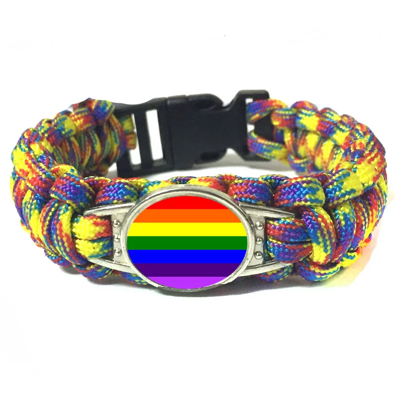 

10PC Rainbow LGBT Gay Pride Survival Paracord Outdoor Bracelets Rope Chain Fashion Handmade Jewelry for Customized Bracelet