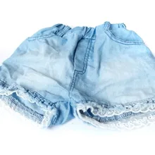 Kids Girls Shorts Jeans Lace Pocket Demin Short Pants Cowgirl Trousers For 1-6 Y