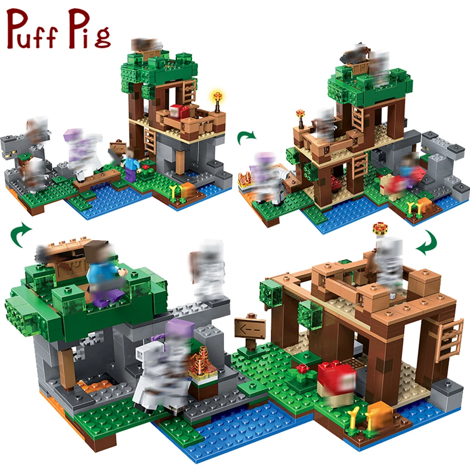 

462PCS MY World Skeleton Attack Steve's Village Building Blocks Bricks Set Compatible Legoed Minecrafted City Figures Kids Toys