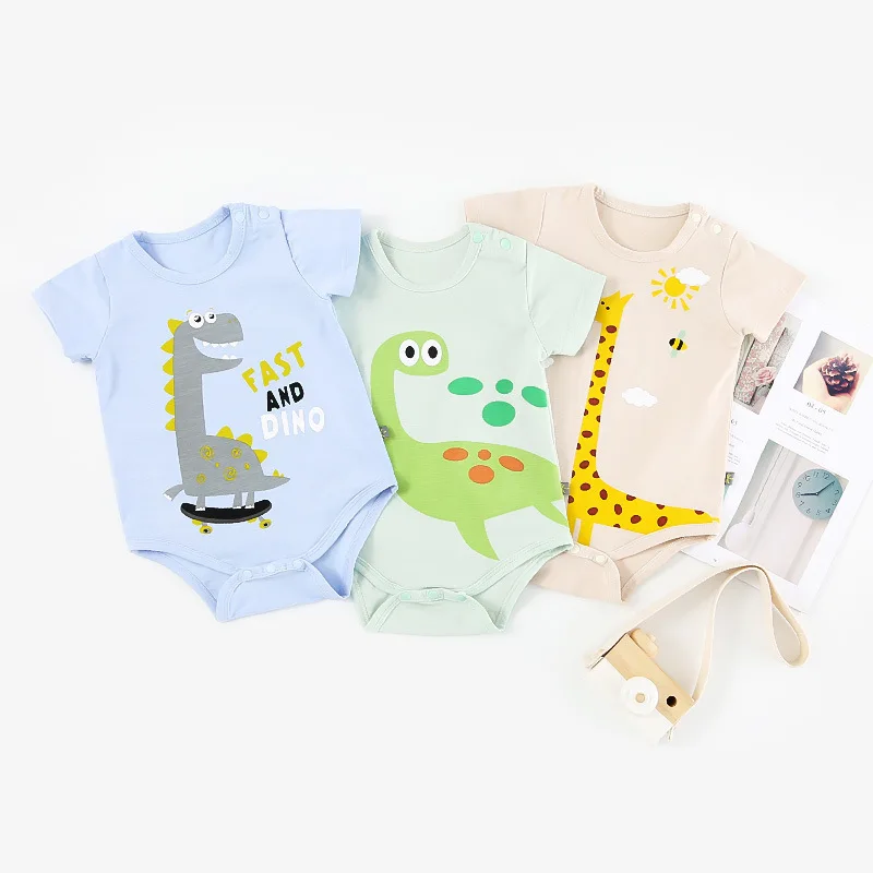 

Baby Bodysuits Dinosaur Printed Infant Clothes Summer 2019