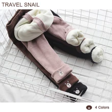 Теплые леггинсы для маленьких девочек с рисунком улитки для путешествий; детские леггинсы для девочек; зимние леггинсы для малышей; штаны для девочек; зимние штаны для девочек; леггинсы