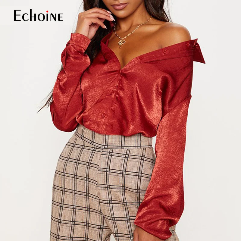 Silk Blouse Women Long Sleeve Red Satin Shirts Blouse Female 2019 New Spring summer Streetwear Elegant Casual Womens Tops Blusas Silk Blouse Women Long Sleeve Red Satin Shirts Blouse Female 2019 New Spring summer Streetwear Elegant Casual Womens Tops Blusas