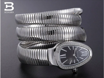 Швейцарские Бингер женские часы люксовый бренд женские кварцевые часы змеиная форма сапфир золотые водонепроницаемые наручные часы B6900-2 - Цвет: Item 3