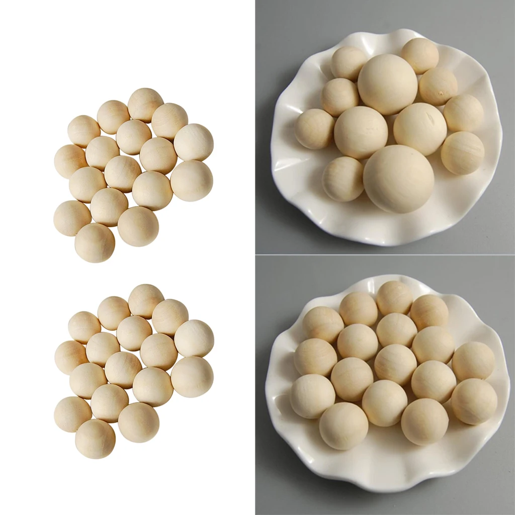 200 Pieces Round Wood Beads Loose Spacer for Jewelry Art Crafts 10mm 14mm