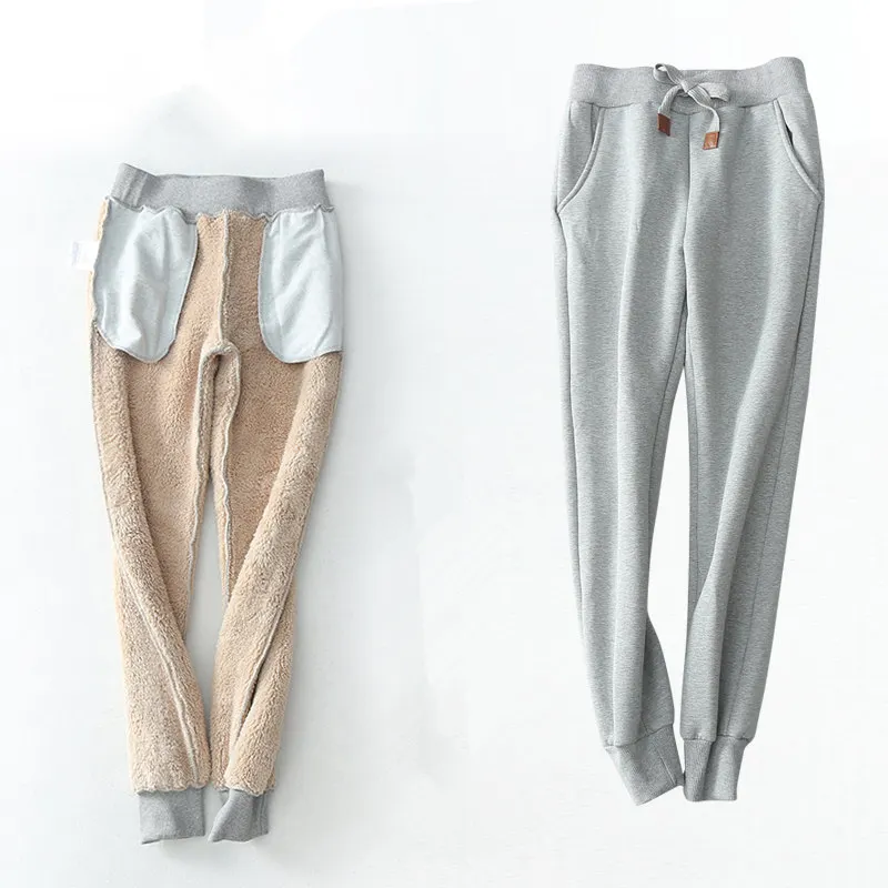 Pants Loose dark Size Grey Warm Cotton High Casual Black With Padded Lambskin Plus Velvet Waist Korean Mujer Mz2043 Dreawse Trouser Harem Blue burgundy Winter gray dark zw6SWAPER