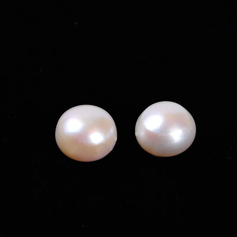 

1pair/lot High quality 8-8.5mm round rondelle natural freshwater pearl beads with one hole jewelry making DIY for earrings