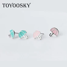 TOYOOSKY стерлингового серебра 925 пробы синие розовые маленькие серьги «Зонтик» простые для женщин подарок для девочек ювелирные изделия из стерлингового серебра Bijoux