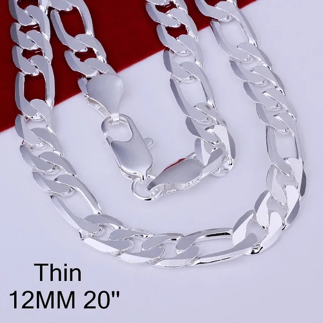 

SMTCAT Hot Sale Fashion 12mm Sterling Silver Curb Chain Necklace,Fashion Silver 925 Jewelry Necklace For Men 20 inches