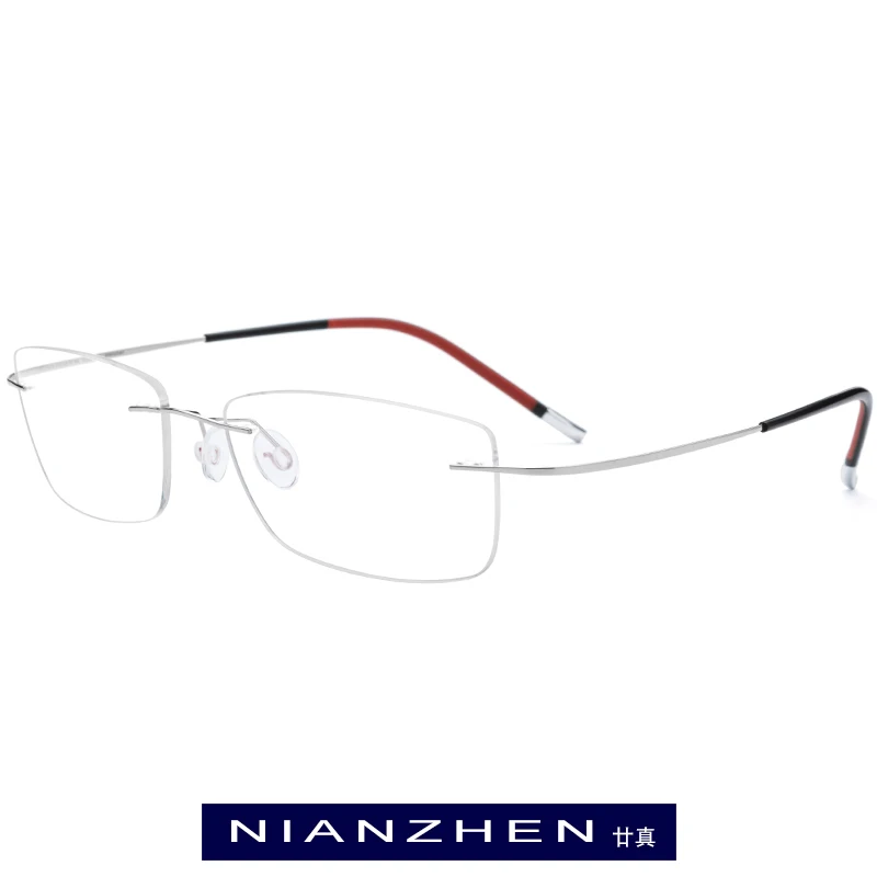 B Титан Для мужчин бесконтактная оптическая рамка очки рамки Для женщин выполненные предписанные оправы очков сверхлегкий близорукость очки - Цвет оправы: Серебристый