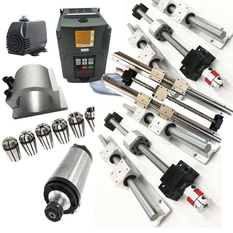 

3 LINEAR RAILS +ballscrews RM1605-350+sfu1610-950/1200/1200mm+4 nut housing +2.2Kw Spindle motor ER20 air cooled VFD
