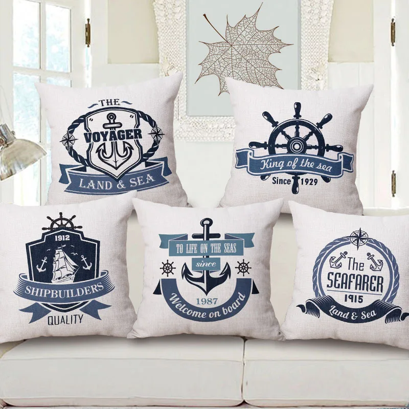 Nautical Simple Style Decorative Cushion Cover Rudder Anchors Cotton Extraordinary Nautical Decorative Pillow Covers Nautical Simple Style Decorative Cushion Cover Rudder Anchors Cotton Extraordinary Nautical Decorative Pillow Covers