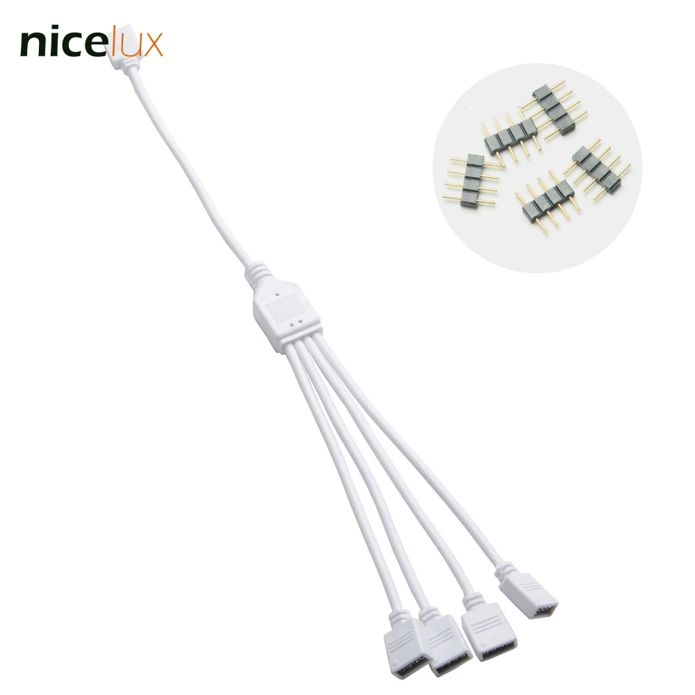

RGB 4 Pin Wire Connector 1 to 4 Female to Female Splitter Connector Extension Cable for 3528 5050 LED Strip Light + Male Needle